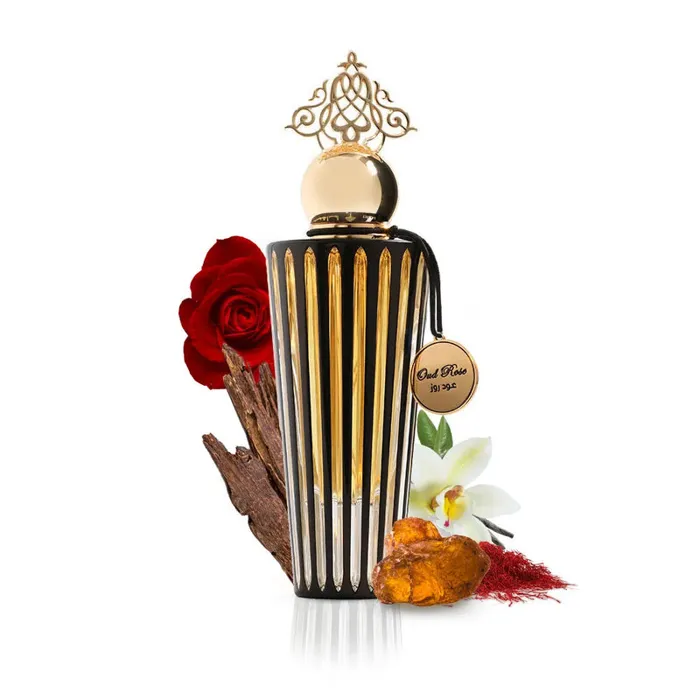 Ibraq Iconic Oud rose perfume bottle